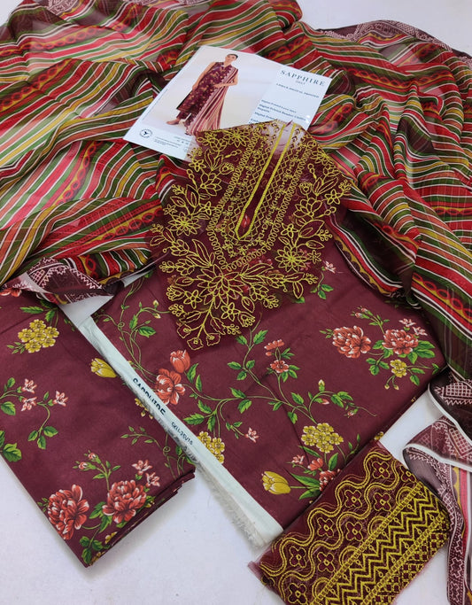 Sapphire 3 Piece - Embroidered Lawn Suit