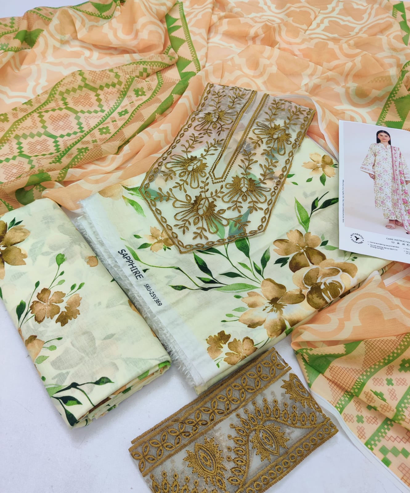 Sapphire 3 Piece - Embroidered Lawn Suit