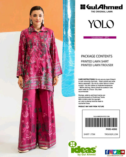 GulAhmed Digital Printed Co-Ords Set (Shirt & Trouser)