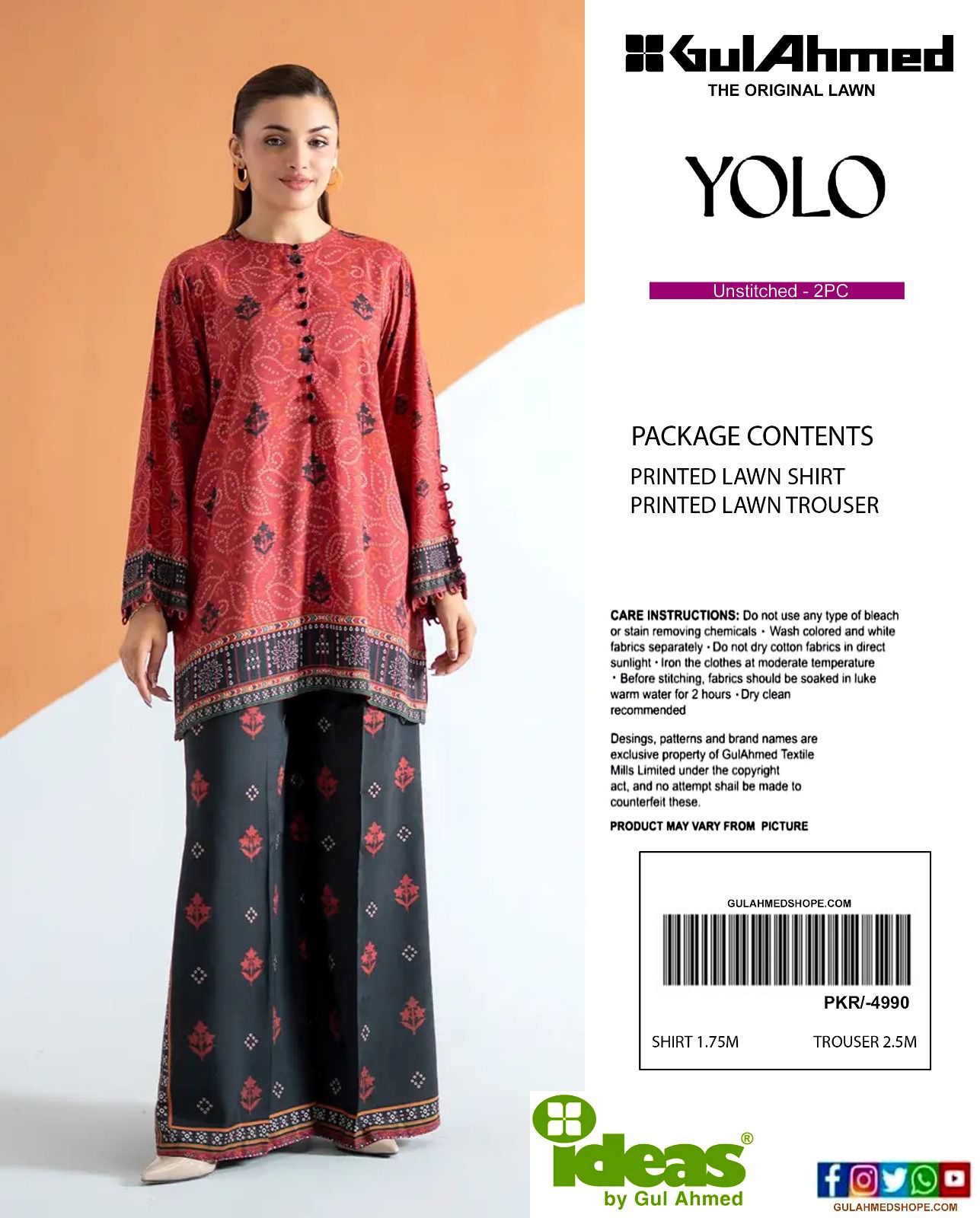 GulAhmed Digital Printed Co-Ords Set (Shirt & Trouser)