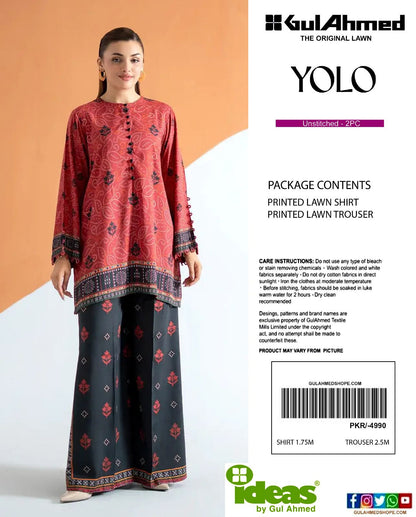 GulAhmed Digital Printed Co-Ords Set (Shirt & Trouser)