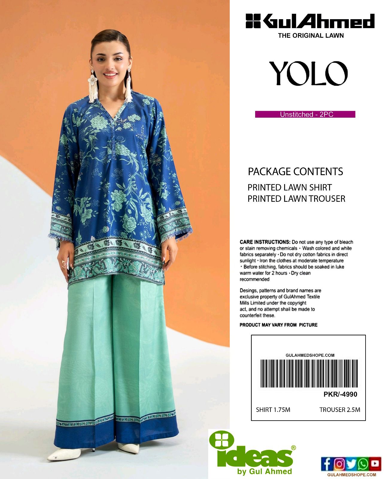 GulAhmed Digital Printed Co-Ords Set (Shirt & Trouser)