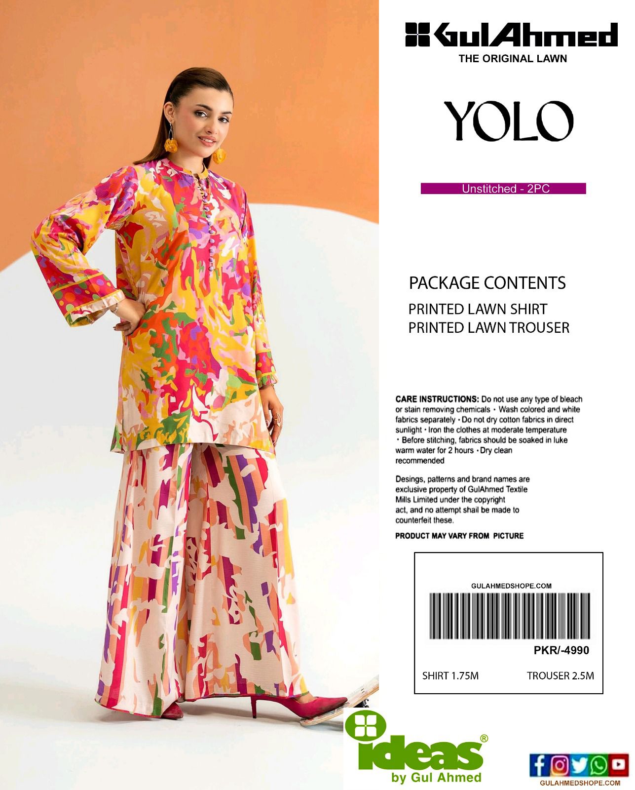 GulAhmed Digital Printed Co-Ords Set (Shirt & Trouser)