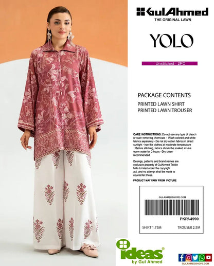 GulAhmed Digital Printed Co-Ords Set (Shirt & Trouser)