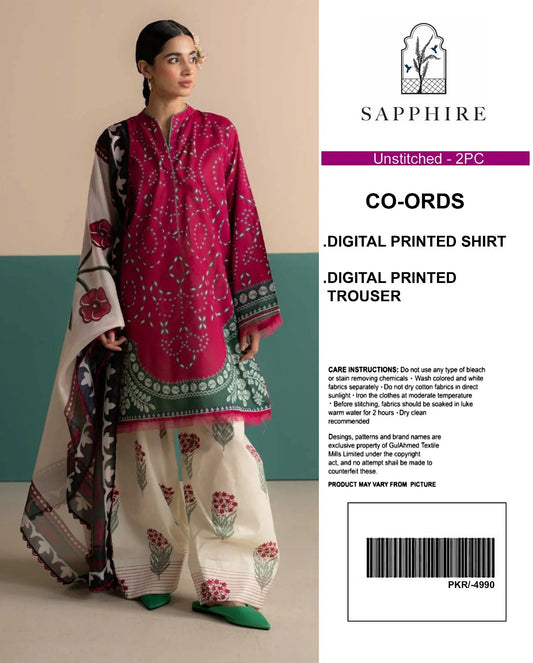 Sapphire Digital Printed Co-Ords Set (Shirt & Trouser)