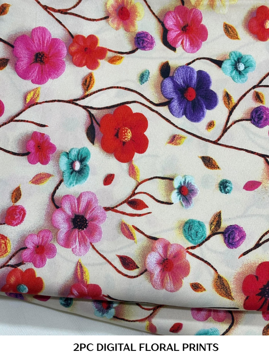 2PC Digital Floral Print