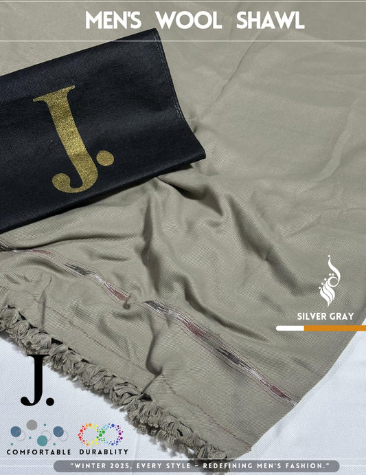 J. GENTS WOOL SHAWL SILVER GRAY